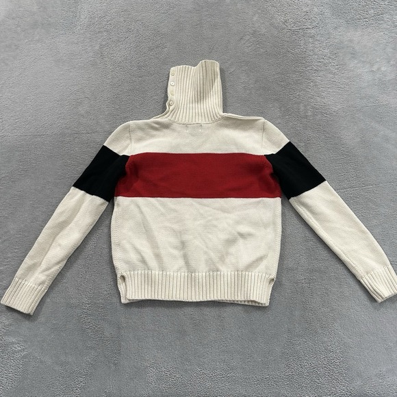 Polo Ralph Lauren Knit Sweater Youth L 12/14 White Pullover Stripe Preppy - Picture 3 of 8